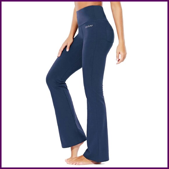 High Waisted Cotton Flare Yoga Pants Bootcut Leggings Office Wear